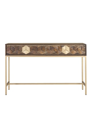 Console 2 tiroirs - Naturel - 40 x 76 x 122 cm - Structure en bois de manguier