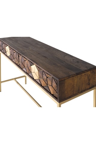 Console 2 tiroirs - Naturel - 40 x 76 x 122 cm - Structure en bois de manguier