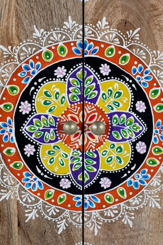 Meuble de rangement 2 portes en manguier - 77 x 66 x 34 cm