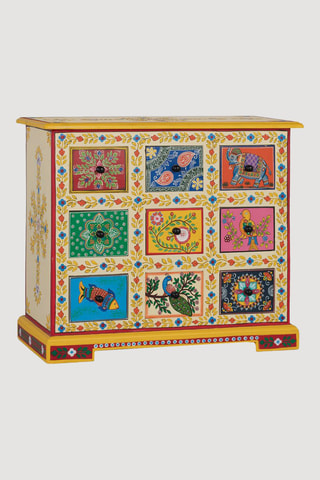 Commode 9 tiroirs en manguier - 70 x 60 x 30 cm