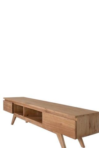 Meuble TV 2 tiroirs en bois de mindi - 150 x 40 x 35 cm