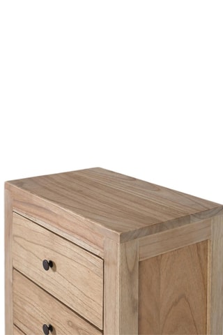 Table de chevet 3 tiroirs en bois de mindi - 45 x 67 x 30 cm