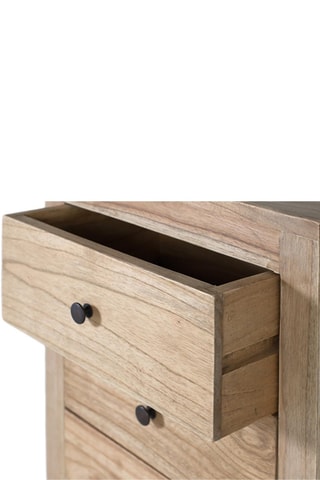 Table de chevet 3 tiroirs en bois de mindi - 45 x 67 x 30 cm