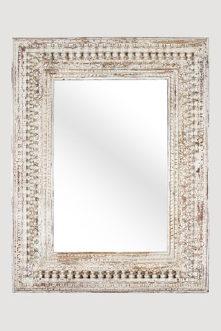 Miroir en manguier - 100 x 130 x 6 cm - Blanc