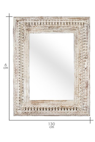 Miroir en manguier - 100 x 130 x 6 cm - Blanc