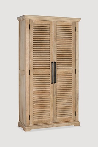 Armoire 2 portes en bois de manguier -  Naturel - 185 x 105 x 46 cm