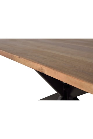 Table à manger - Naturel et noir - Plateau en acacia - 180 x 76 x 90 cm