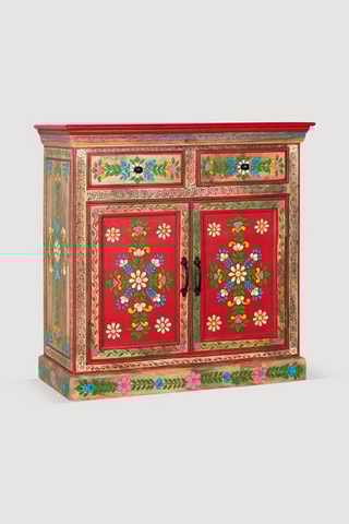 Buffet 2 portes - Marron - En bois de manguier - 90 x 90 x 38 cm