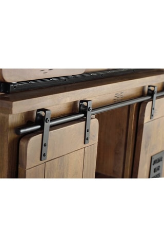 Armoire 4 portes - Naturel et noir - Structure en bois de manguier - 120 x 200 x 57 cm