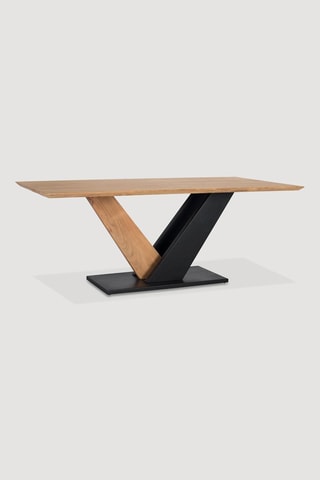 Table - Naturel et noir - Plateau en acacia - 200 x 77 x 100 cm