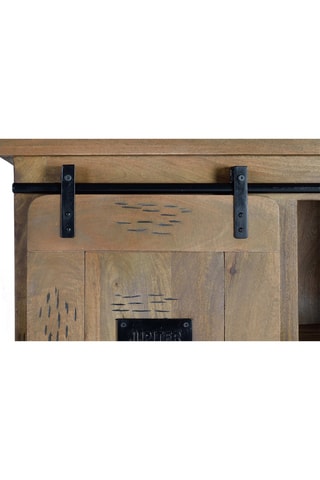 Armoire 4 portes - Naturel et noir - Structure en bois de manguier - 150 x 160 x 45 cm