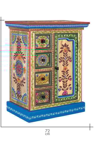 Commode 1 porte en manguier - 58 x 72 x 35 cm