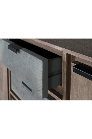 Buffet 2 portes - Marron et gris - En bois d'acacia - 81 x 160 x 40 cm