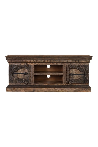 Meuble TV 2 portes en manguier massif - 150 x 61 x 40 cm