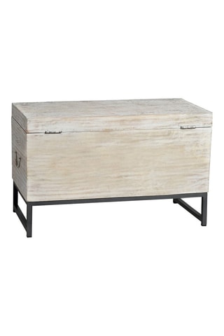 Coffre - Blanc - Structure en bois de manguier - 80 x 40 x 50 cm