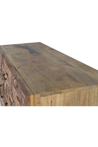 Buffet 2 portes -  Naturel - Structure en bois de manguier et portes en bois - 150 x 92 x 50 cm