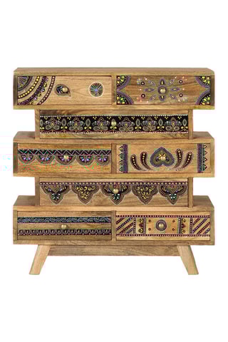 Commode 8 tiroirs - Marron - En bois de manguier - 66 x 65 x 25 cm