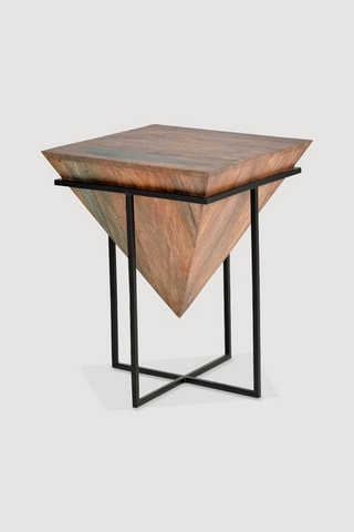 Table basse - Naturel et noir - Plateau en bois de manguier - 50 x 63 x 50 cm