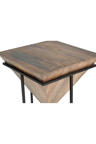 Table basse - Naturel et noir - Plateau en bois de manguier - 50 x 63 x 50 cm