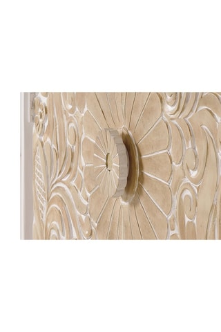 Armoire 2 portes - Blanc et naturel - Structure en bois de manguier -  100 x 40 x 140 cm