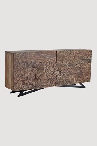 Buffet 4 portes - Naturel et noir - 200 x 40 x 90 cm