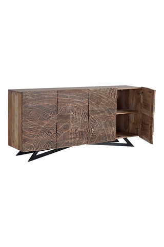 Buffet 4 portes - Naturel et noir - 200 x 40 x 90 cm