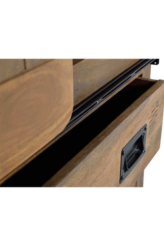 Meuble de rangement 1 porte - Naturel et noir - En acacia - 90 x 150 x 45 cm