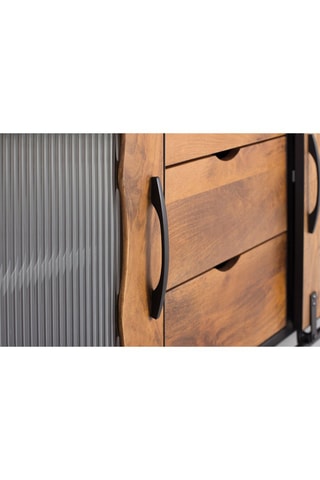 Buffet 2 portes - Noir et naturel - Structure en bois de manguier - 150 x 80 x 40