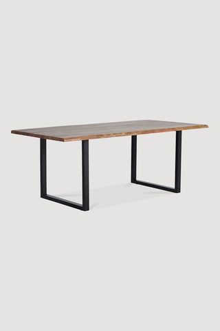 Table à manger - Naturel et noir - Plateau en acacia - 160 x 100 x 78 cm