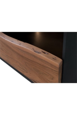 Meuble TV 3 tiroirs - Naturel et noir - En acacia - 180 x 50 x 42 cm