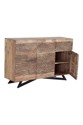 Buffet 3 portes - Naturel et noir - 140 x 90 x 40 cm