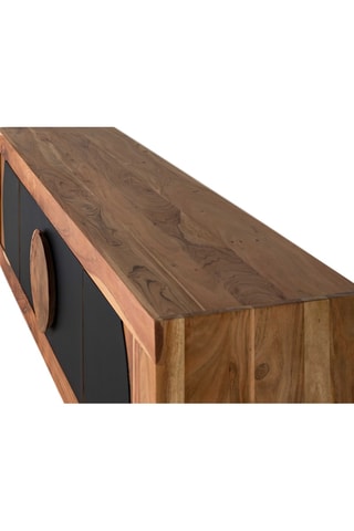 Meuble TV 4 portes - Naturel et noir