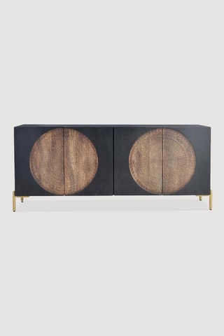 Buffet 4 portes - Noir et naturel - Structure en bois de manguier - 173 x 77 x 45 cm