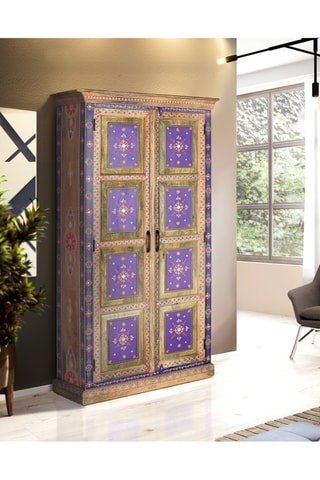 Armoire 2 portes - Naturel et violet