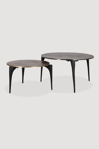 2 tables basses -  Doré et noir - 64 x 37 x 64 cm / 82 x 45 x 82 cm