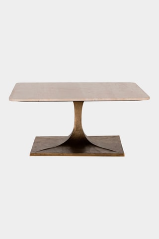 Table basse - Gris et bronze - Plateau en marbre - 90 x 41 x 90 cm