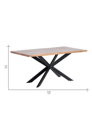 Table à manger - Naturel et noir - Plateau en acacia - 200 x 100 x 78 cm