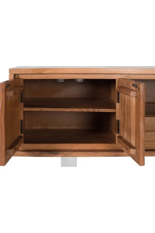 Meuble TV 4 portes - Naturel - Acacia massif - 170 x 56 x 40 cm