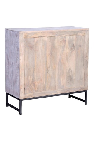 Buffet 3 tiroirs - Blanc vieilli - Structure en bois de manguier - 80 x 35 x 81 cm