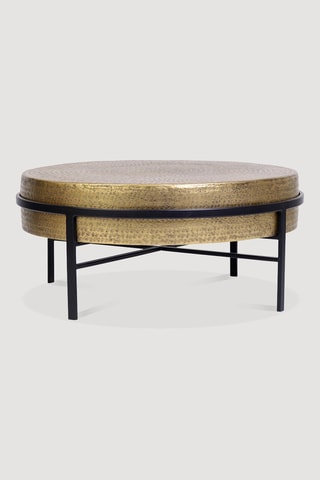 Table basse - Noir et doré - Plateau en bronze - 82 x 82 x 37 cm