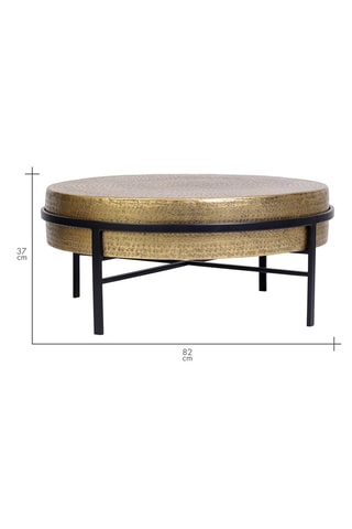 Table basse - Noir et doré - Plateau en bronze - 82 x 82 x 37 cm