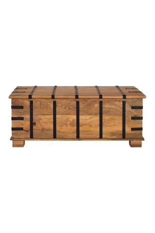Table coffre - Naturel et noir - Structure en bois de manguier - 120 x 46 x 60 cm