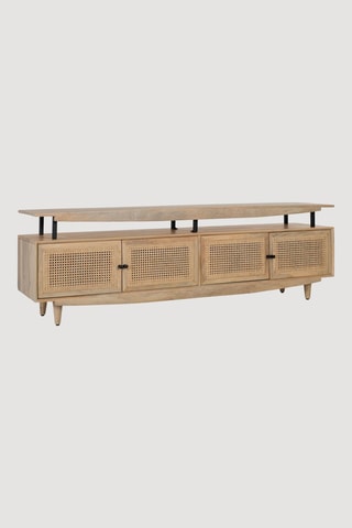 Meuble TV 4 portes en manguier et treillis en bois - 180 x 58 x 43 cm