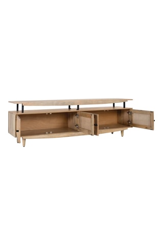 Meuble TV 4 portes en manguier et treillis en bois - 180 x 58 x 43 cm