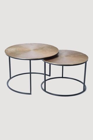2 tables gigognes - Doré et noir - 70 x 70 x 47 cm / 60 x 60 x 42 cm