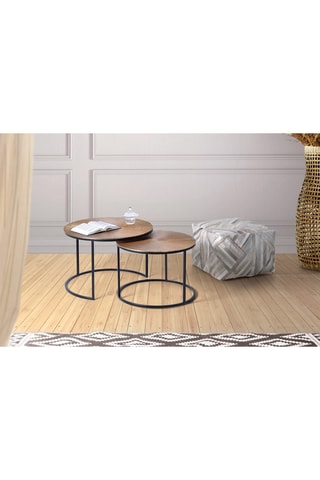 2 tables gigognes - Doré et noir - 70 x 70 x 47 cm / 60 x 60 x 42 cm