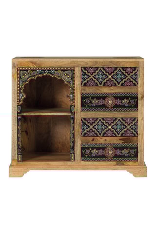 Console 4 tiroirs en bois de manguier - Naturel et multicolore - 79 x 88 x 35 cm