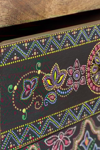 Console 4 tiroirs en bois de manguier - Naturel et multicolore - 79 x 88 x 35 cm