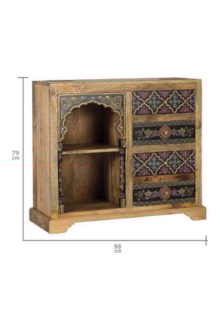 Console 4 tiroirs en bois de manguier - Naturel et multicolore - 79 x 88 x 35 cm