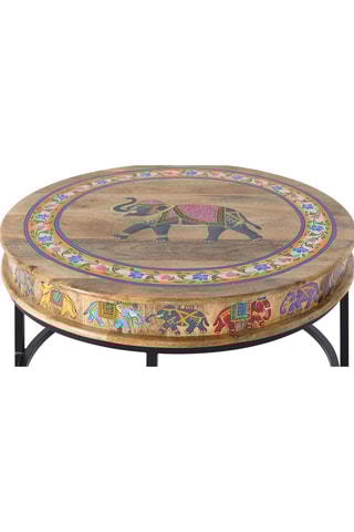 Table basse en bois de manguier - Naturel et multicolore - 46 x 78 x 78 cm